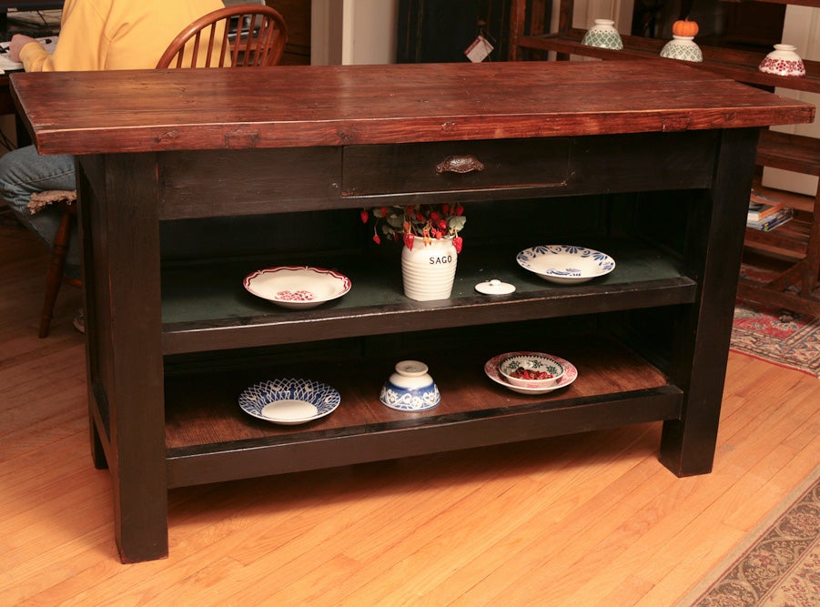 French store counter in black paint